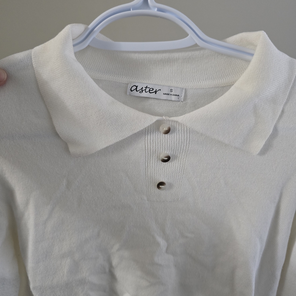 Aster White Collared Top